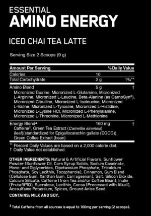 OPTIMUM NUTRITION CAFE SERIES ESSENTIAL AMINO ENERGY – ICED CHAI TEA LATTE